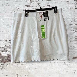 White Scalloped Hem Skort